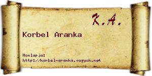 Korbel Aranka névjegykártya